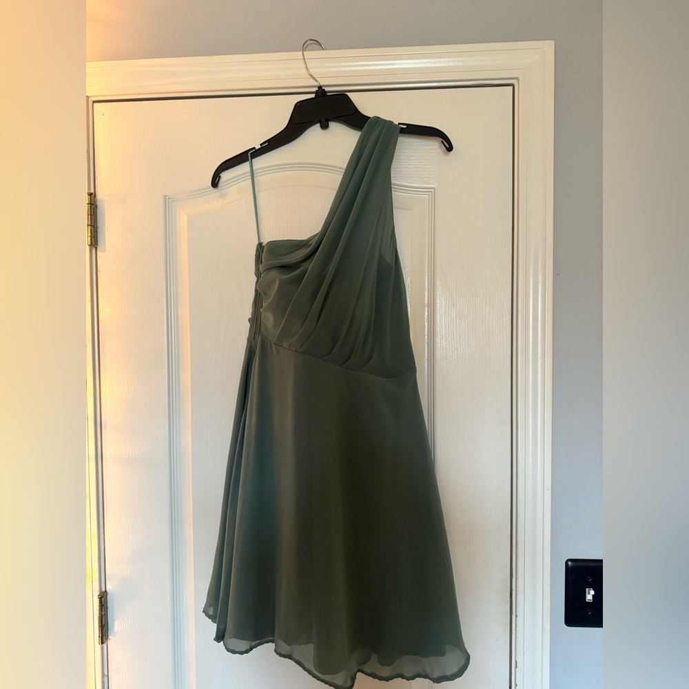 Green One shoulder Dress